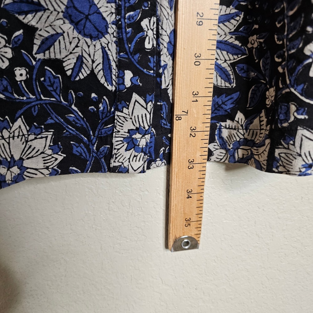 The Shirt Rochelle Behrens Floral Drop Waist Mini Dress Blue Black Womens Small - Picture 8 of 9